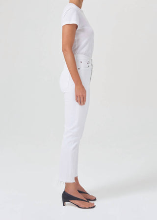 Agolde - Calça jeans curta reta Riley de cintura alta