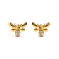 10K Yellow Gold Diamond Accented Bumble Bee Stud Earring (H-I Color, I1-I2 Clarity)