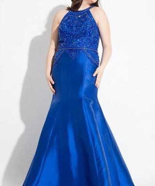 Rachel Allan - Beaded Mikado Mermaid Prom Gown