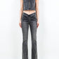 American Bazi - Chic V Cut Ruched Flare Pants