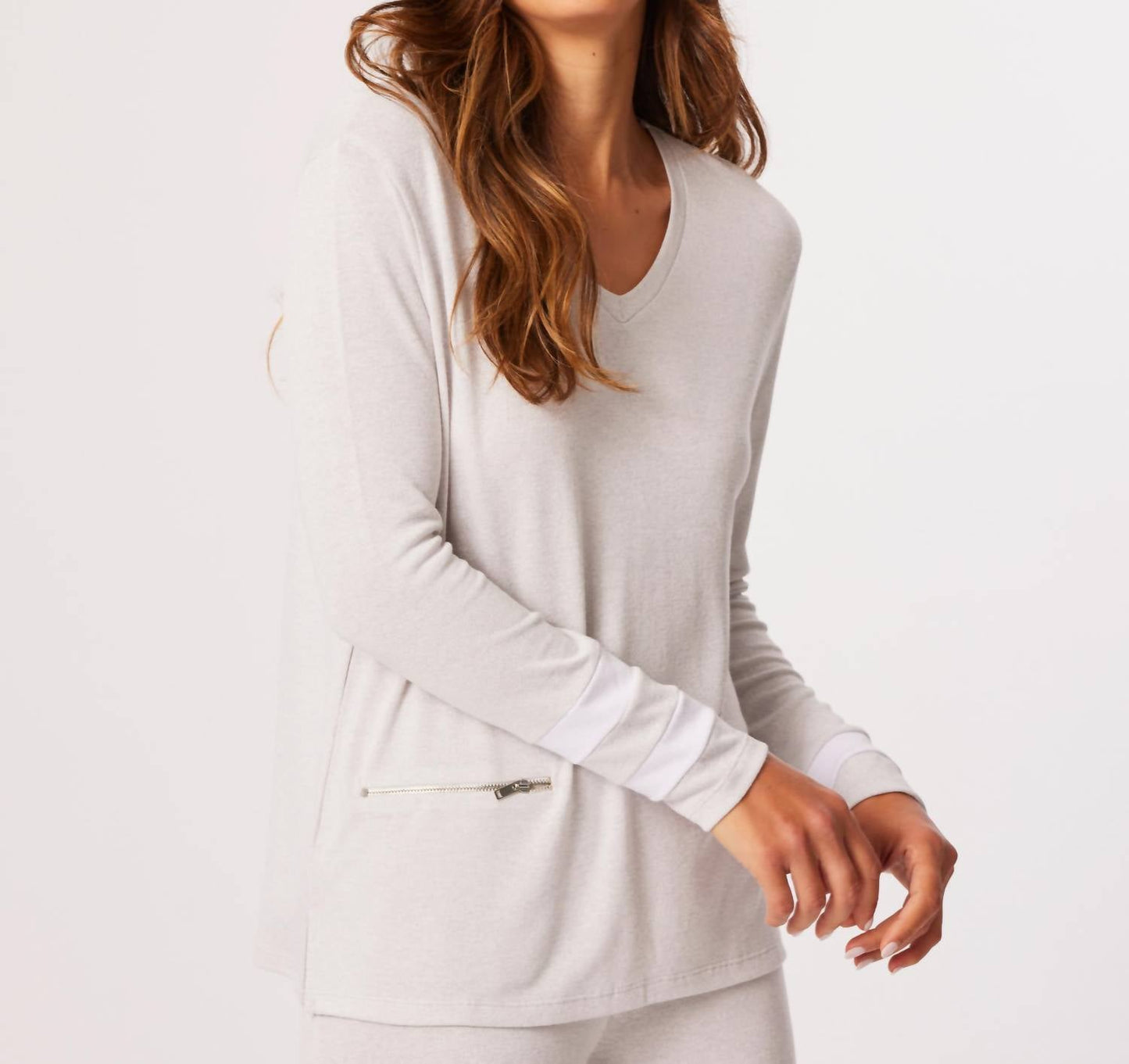 French Kyss - Zip Pocket V-Neck Top