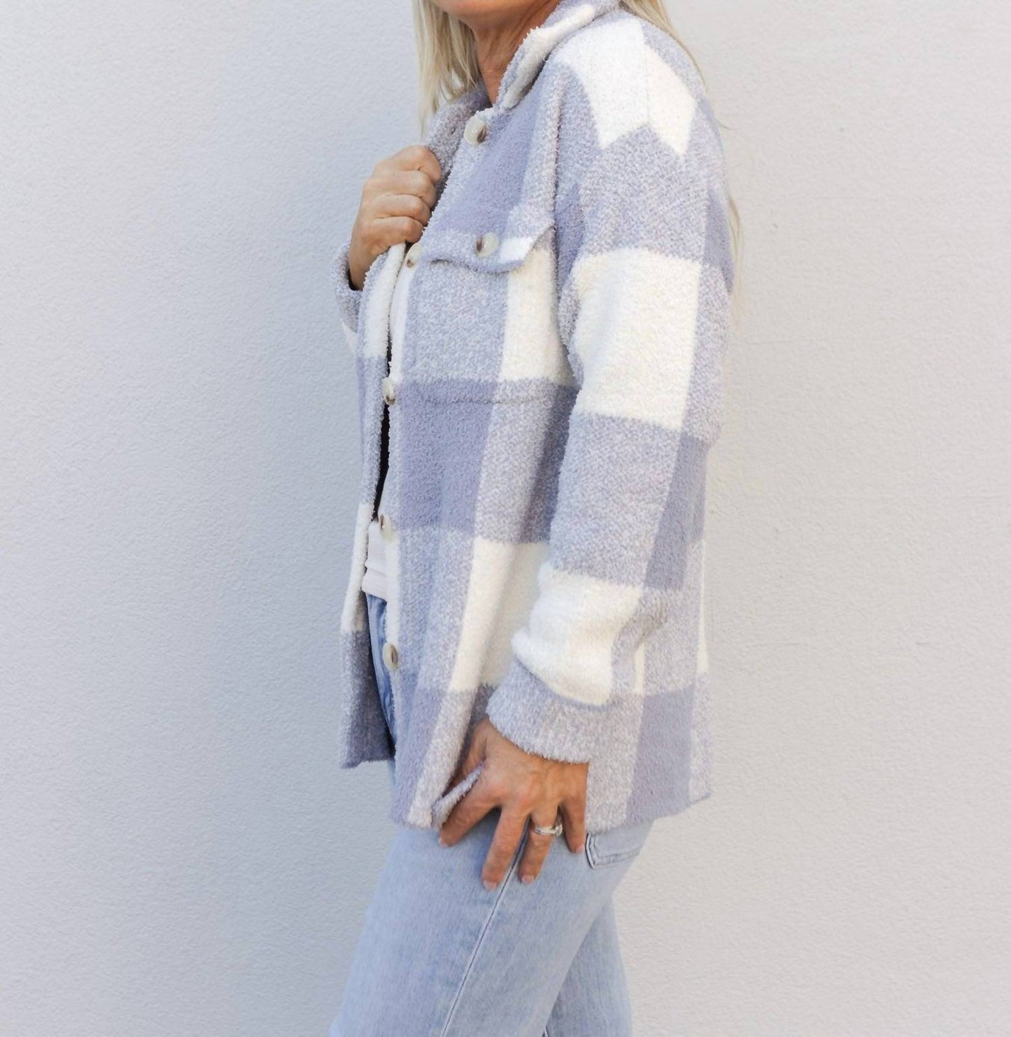 Hem & Thread - Be There For You Check Pattern Shacket Sweater
