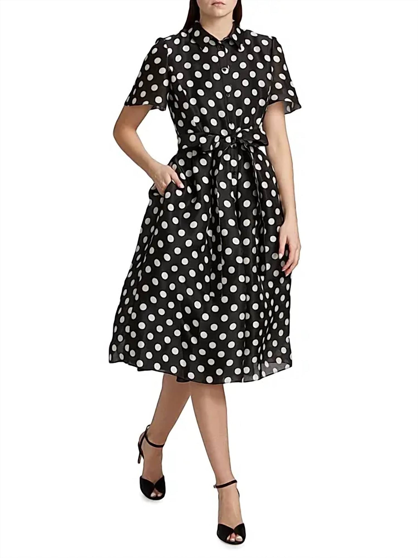 Carolina Herrera - Women's Polka Dot Midi Shirt Dress