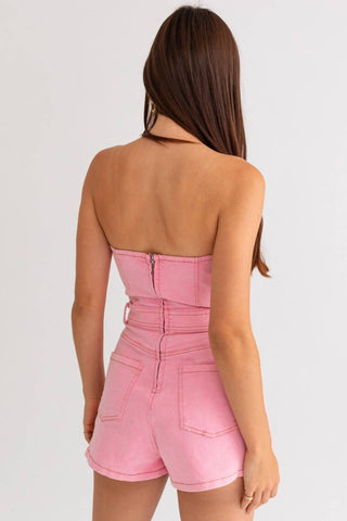 Le Lis - Strapless Denim Romper