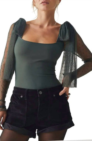 Free People - Tongue Tied Mesh Detail Bodysuit