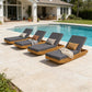 Acacia Wood Chaise Lounge with Cushion - Teak Finish