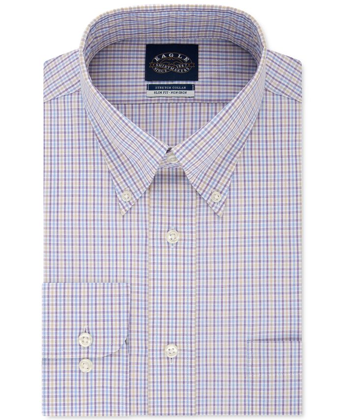 Camisa social masculina Eagle Tattersall roxa tamanho 36-37