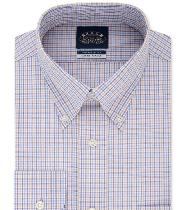 Camisa social masculina Eagle Tattersall roxa tamanho 36-37