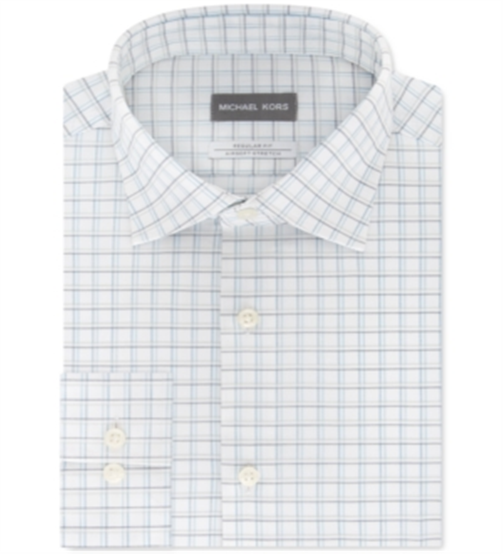 Camisa social masculina Michael Kors Classic Fit Stretch com gola, branca, tamanho 16,5 x 36 x 37