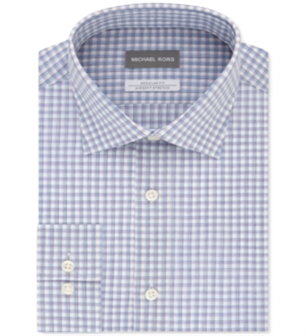 Camisa social masculina Michael Kors Regular Fit para escritório, roxa, tamanho 18,5 x 34 x 35