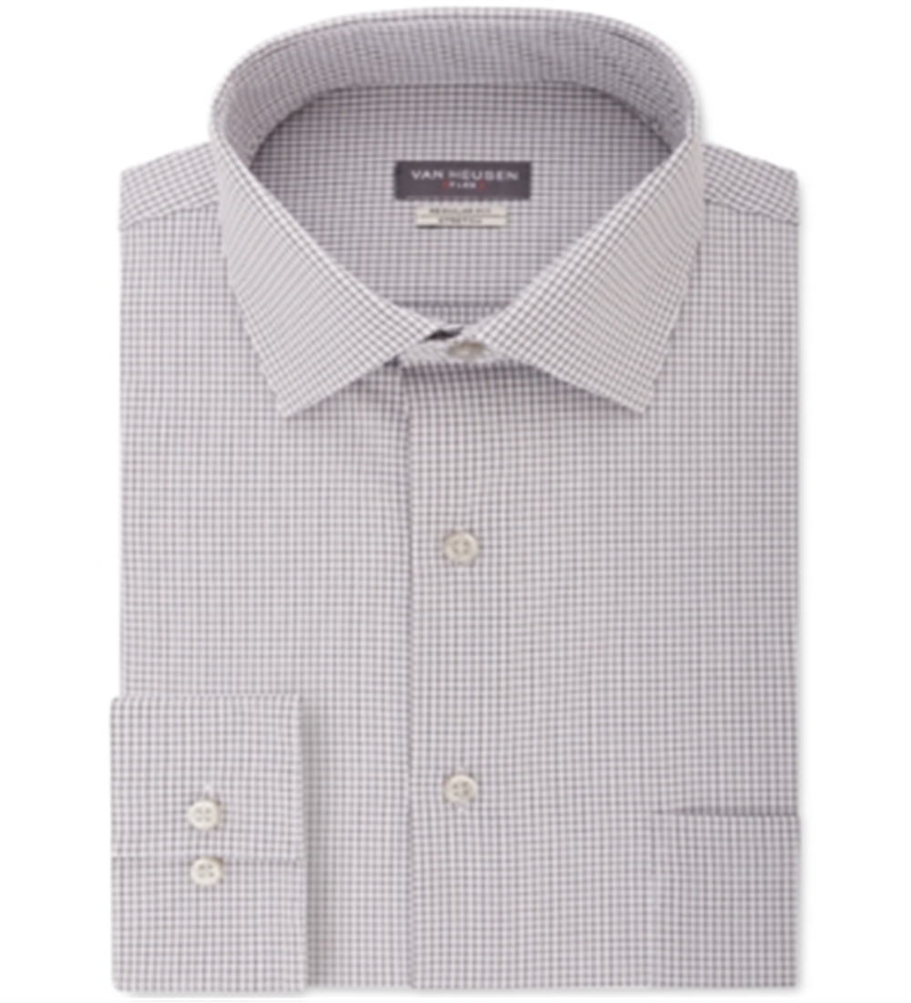 Camisa social masculina Van Heusen Classic/Regular Fit com gola flexível e xadrez elástico, roxa, tamanho G