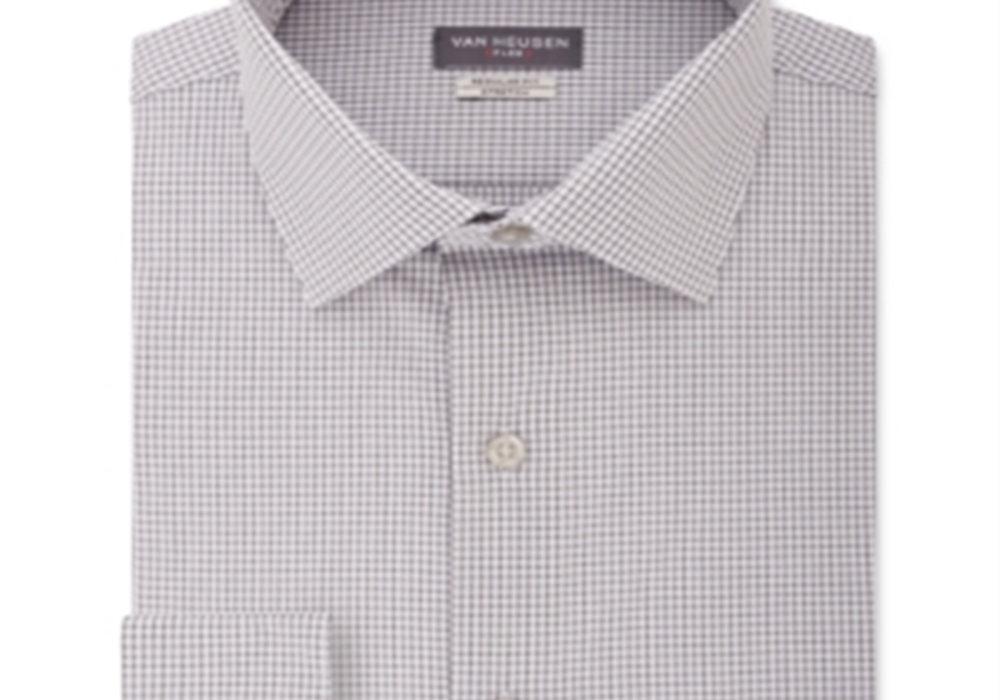 Camisa social masculina Van Heusen Classic/Regular Fit com gola flexível e xadrez elástico, roxa, tamanho G