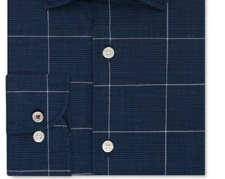 Camisa social masculina Tommy Hilfiger Slim Fit, sem passar a ferro, Thflex Stretch Windowpane Check, azul, tamanho 16,5 x 32 x 33