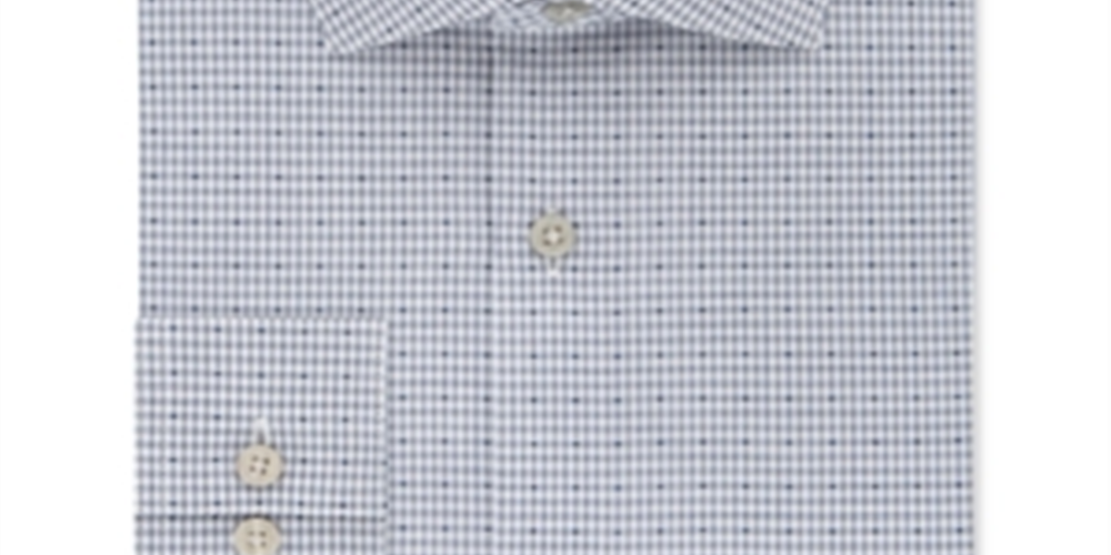 Camisa social masculina Calvin Klein Slim Fit com estampa xadrez elástica, sem passar, azul, tamanho 15x34x35