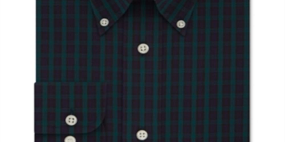 Camisa social xadrez Eagle Masculina Classic Regular Fit, sem passar a ferro, com gola flexível, verde, tamanho 17X32-33