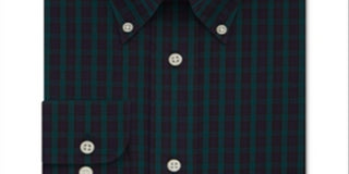 Eagle Men's Classic Regular Fit Non Iron Flex Collar Check Dress Shirt Green Size 17X32-33
