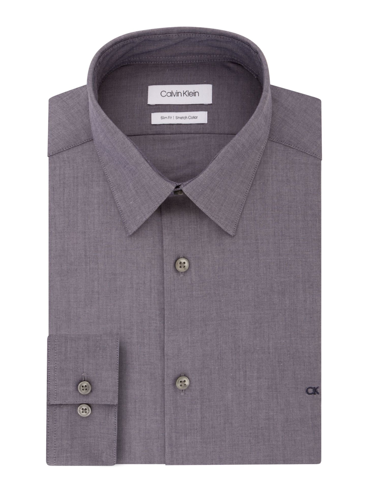 Camisa social masculina Calvin Klein Slim Fit Stretch cinza tamanho 16,5 x 34 x 35