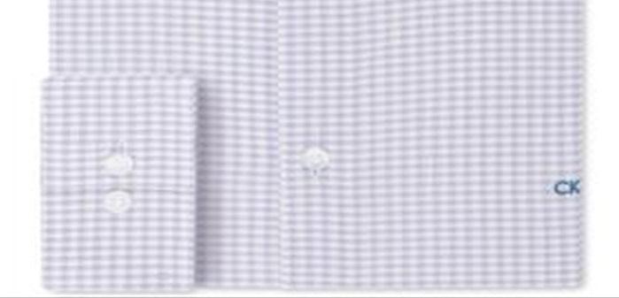 Camisa social masculina Calvin Klein com logo slim fit e gola elástica, roxa, tamanho 16x32-33