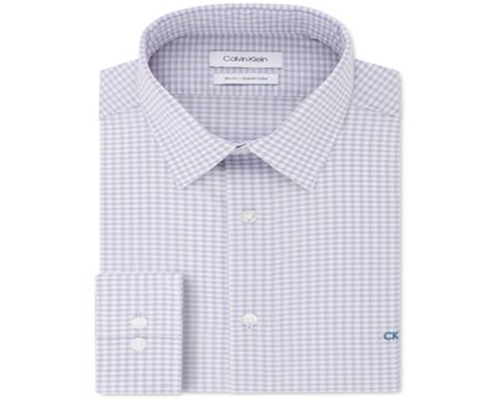 Camisa social masculina Calvin Klein com logo slim fit e gola elástica, roxa, tamanho 16x32-33