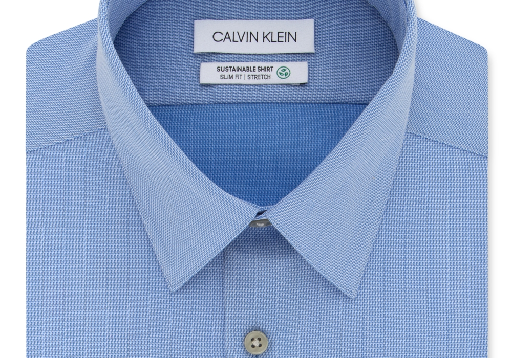 Camisa social Calvin Klein Slim Fit Performance sem passar, azul, tamanho 16,5, 36/37