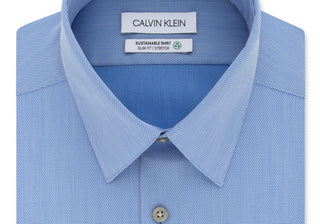 Camisa social Calvin Klein Slim Fit Performance sem passar, azul, tamanho 16,5, 36/37