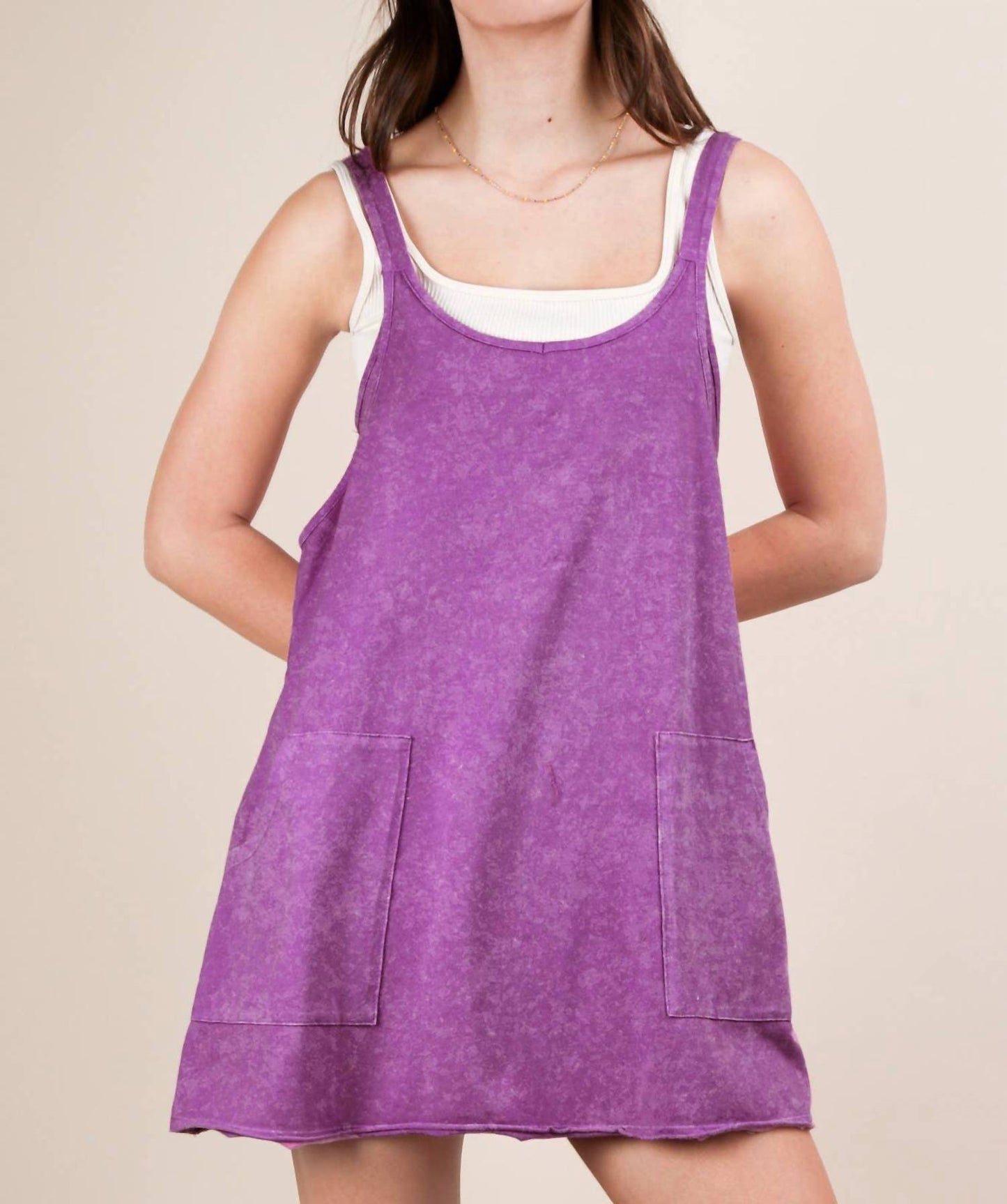 Very J - Mineral Washed Knit Mini Dress with Shorts Inside