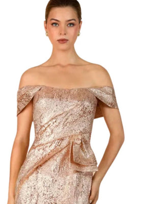 Janique - Off-shoulder Slit Gown