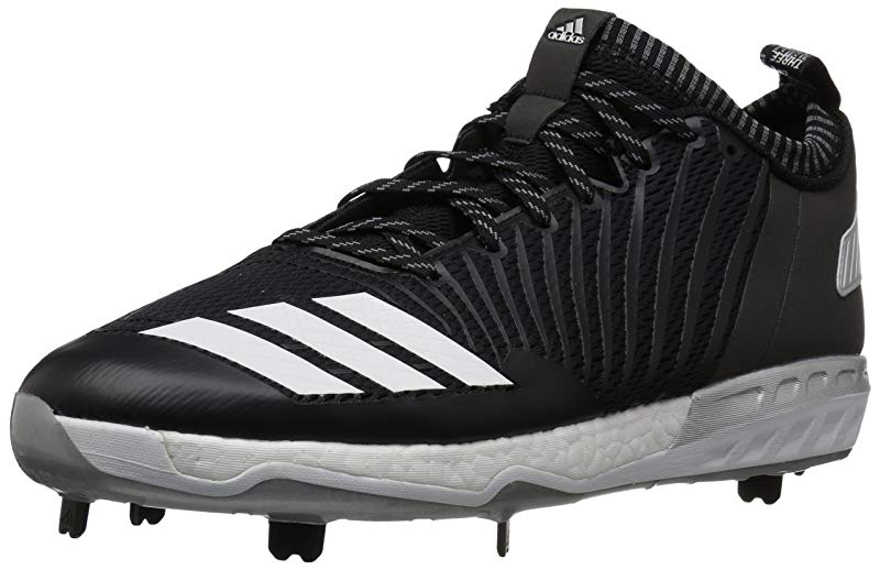 Tênis de beisebol Adidas Boost Icon 3 masculino, preto/branco/prateado, tamanho 5,5 D(M) EUA