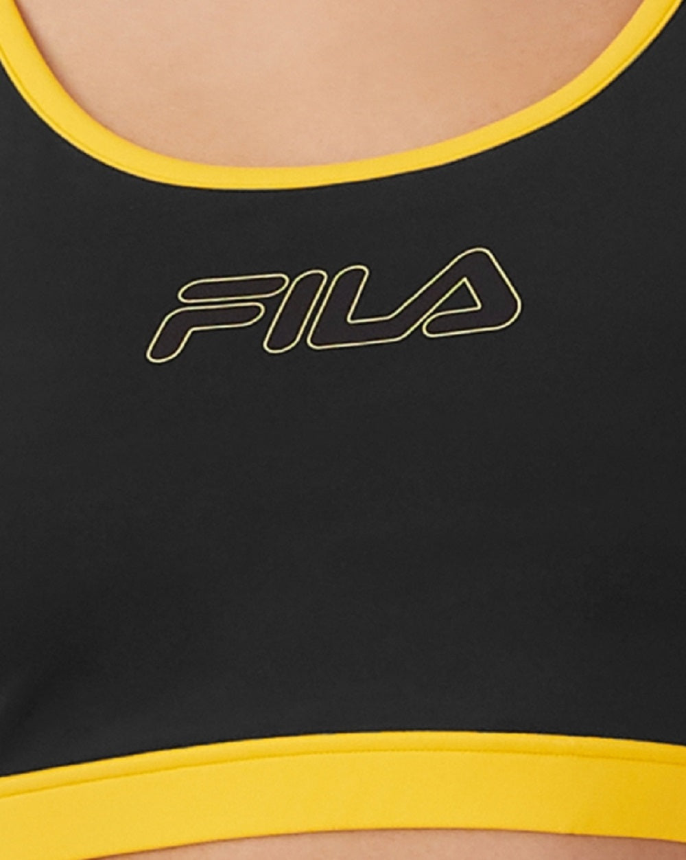 Sutiã esportivo feminino Fila com estampa de logotipo, preto, tamanho pequeno