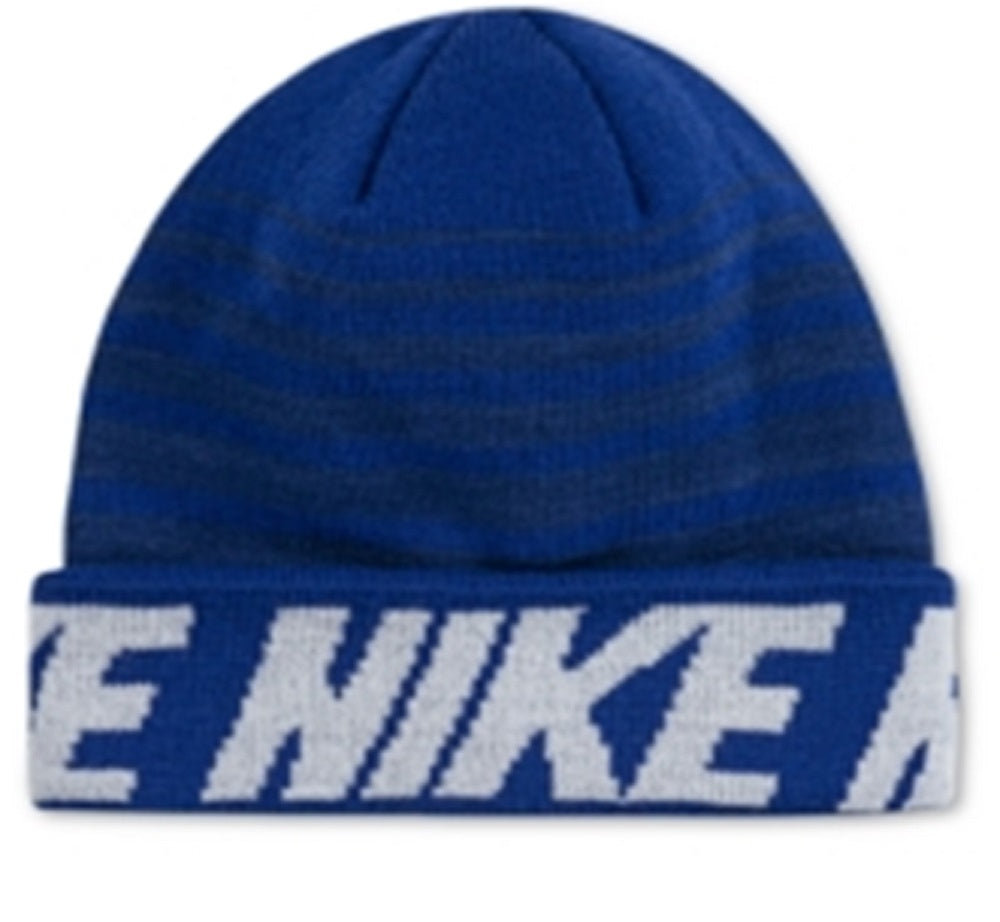Conjunto de gorro e luvas Nike Big Boy's 2 peças com listras repetidas, azul, tamanho único