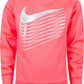 Moletom Nike com capuz Therma Fleece com logotipo metálico para meninas, rosa, tamanho 5