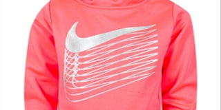Moletom Nike com capuz Therma Fleece com logotipo metálico para meninas, rosa, tamanho 5