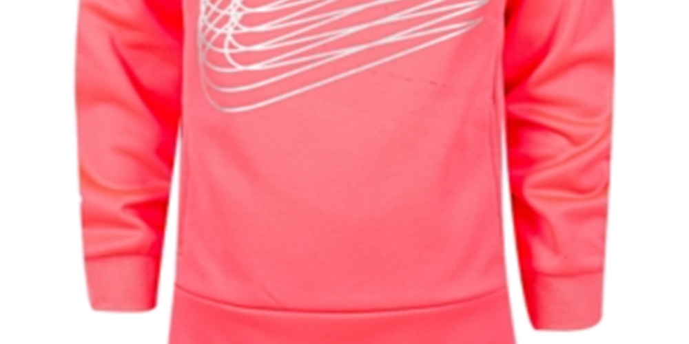 Moletom Nike com capuz Therma Fleece com logotipo metálico para meninas, rosa, tamanho 5