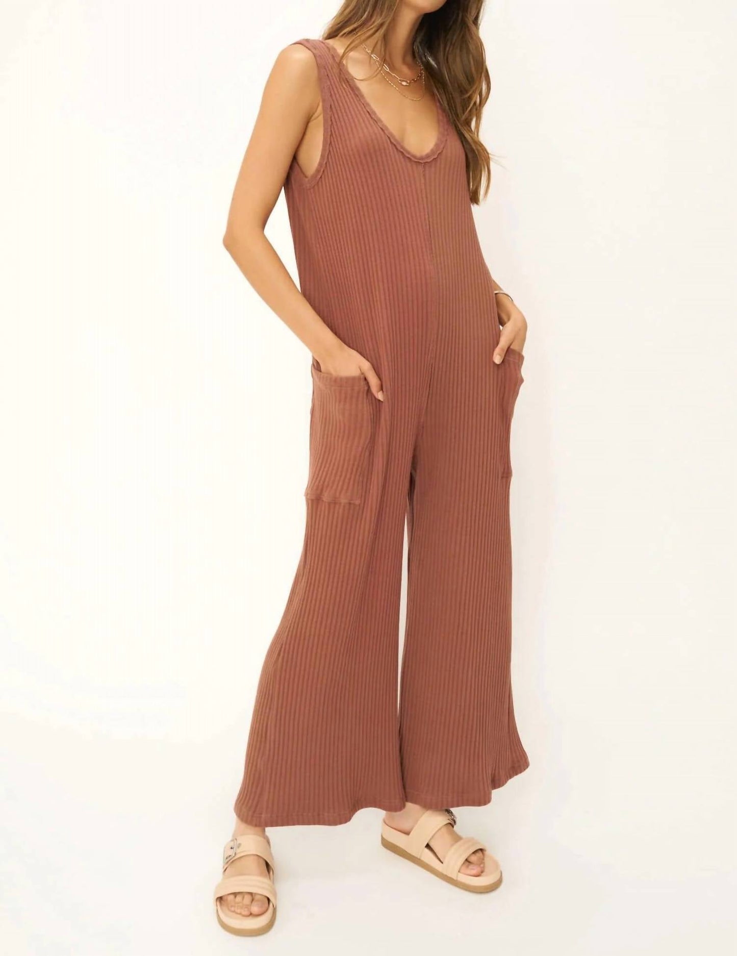 Project Social T - Santa Maria Sweater Rib Wide Leg Jumpsuit