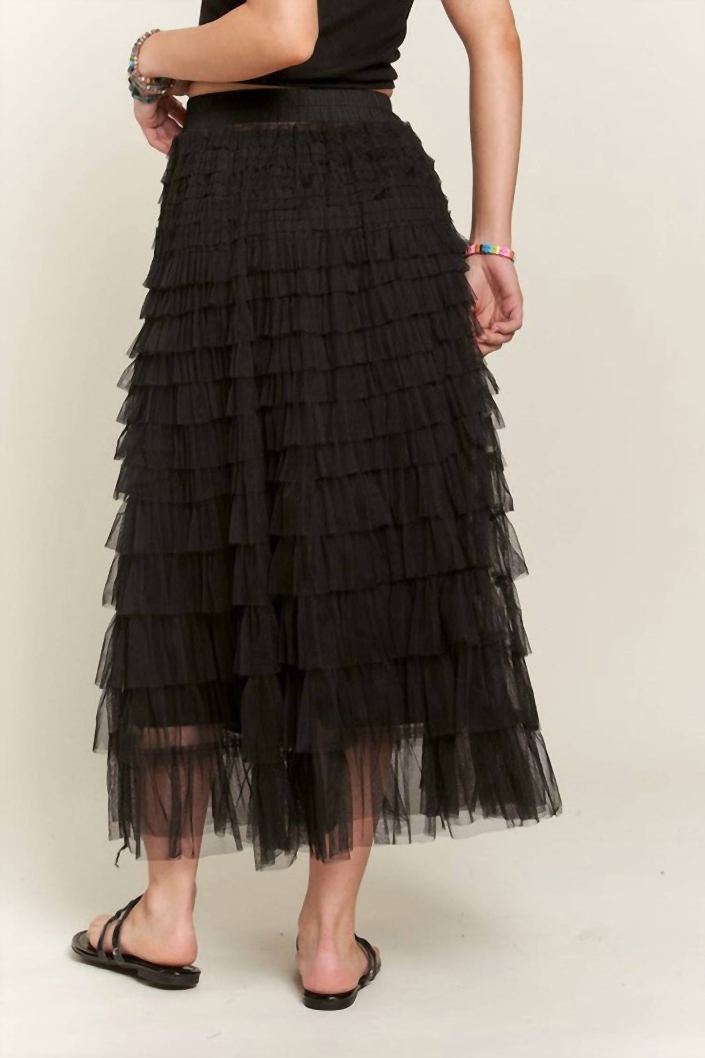 Adora - Black Layered Tulle Maxi Skirt