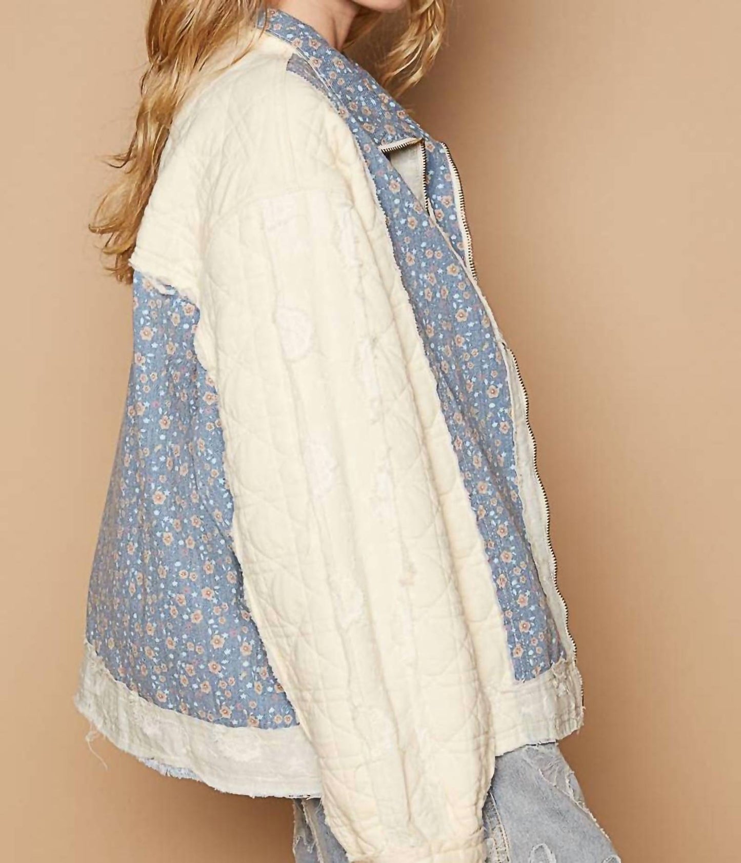 Pol - Contrast Floral Quilted Jacket