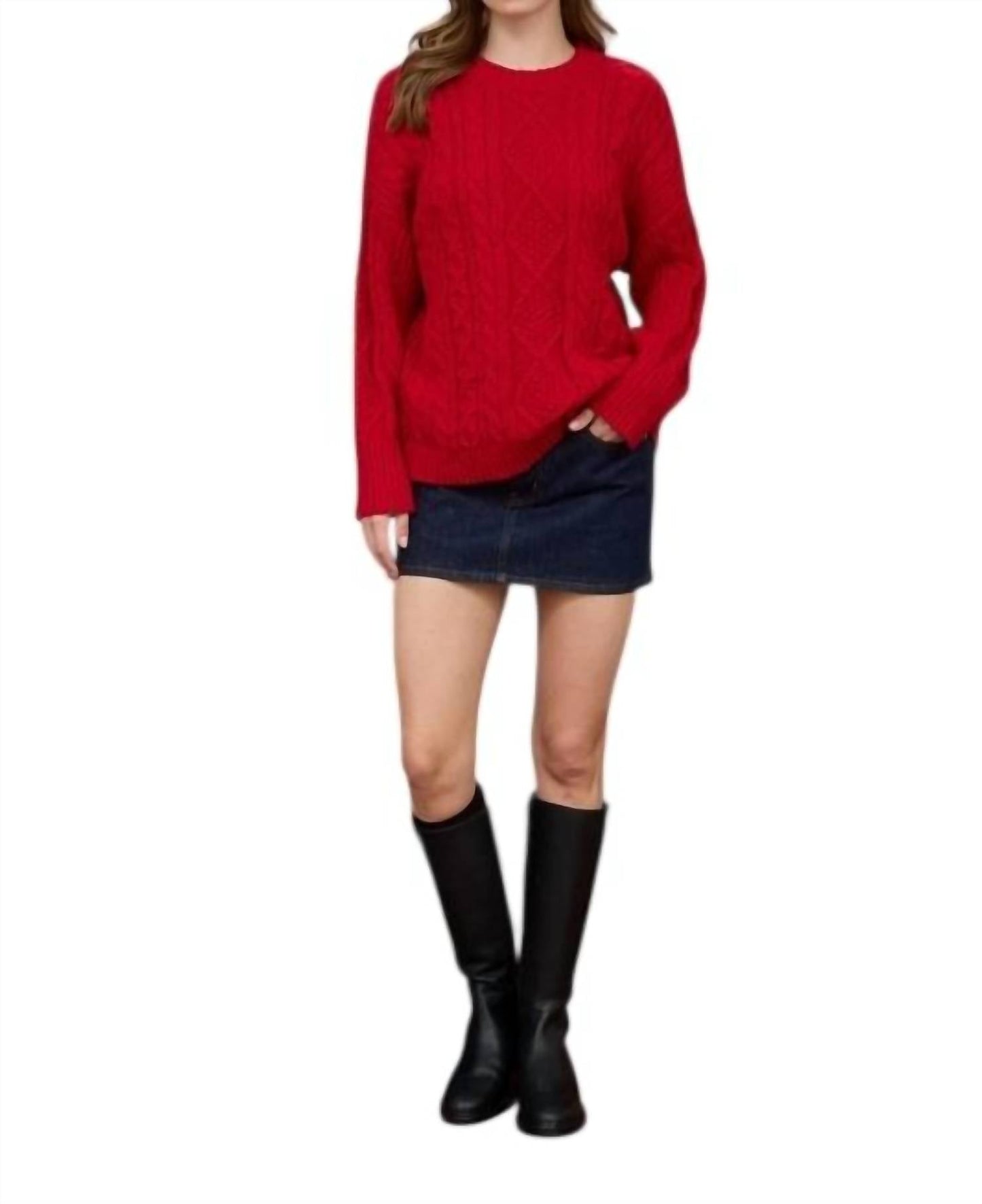 Blu Pepper - Crewneck Cable Knit Sweater
