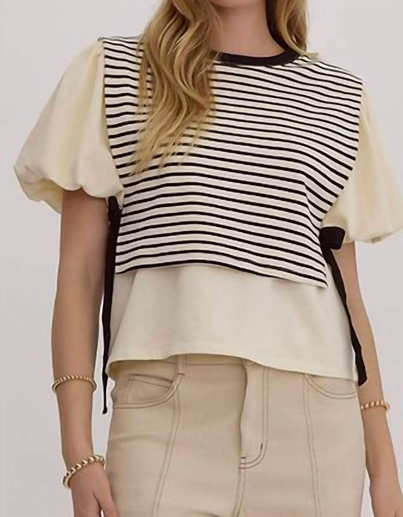 Entro - Side Tie Striped Top