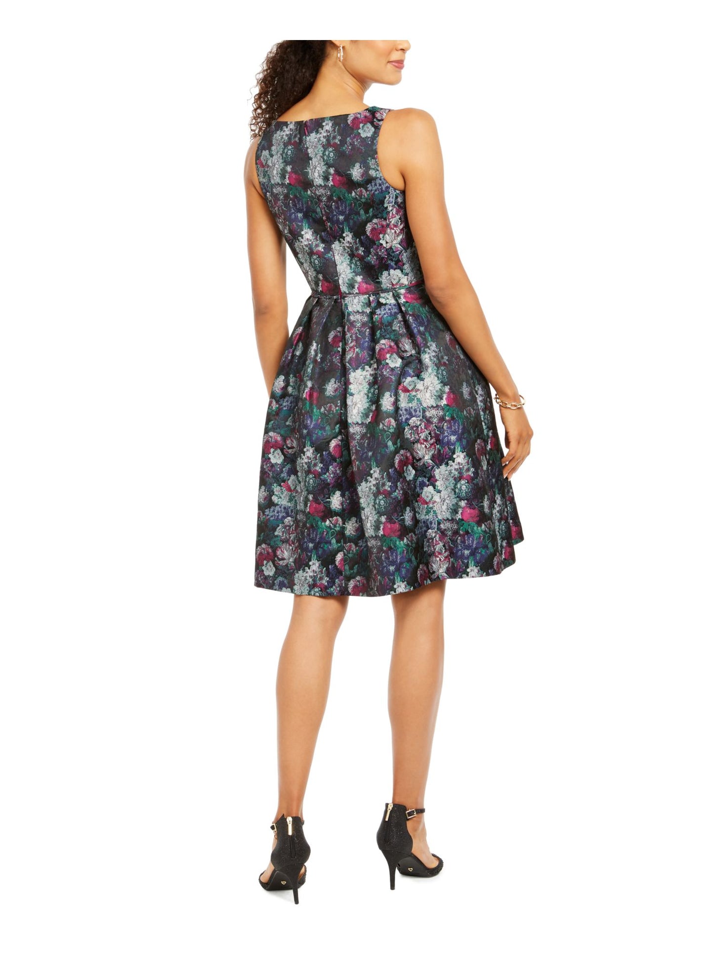 Vestido feminino Tahari ASL com decote em V e ajuste evasê, tamanho 10