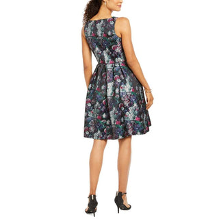 Vestido feminino Tahari ASL com decote em V e ajuste evasê, tamanho 10