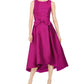 Vestido feminino Adrianna Papell com laço frontal evasê fúcsia, tamanho 4, rosa