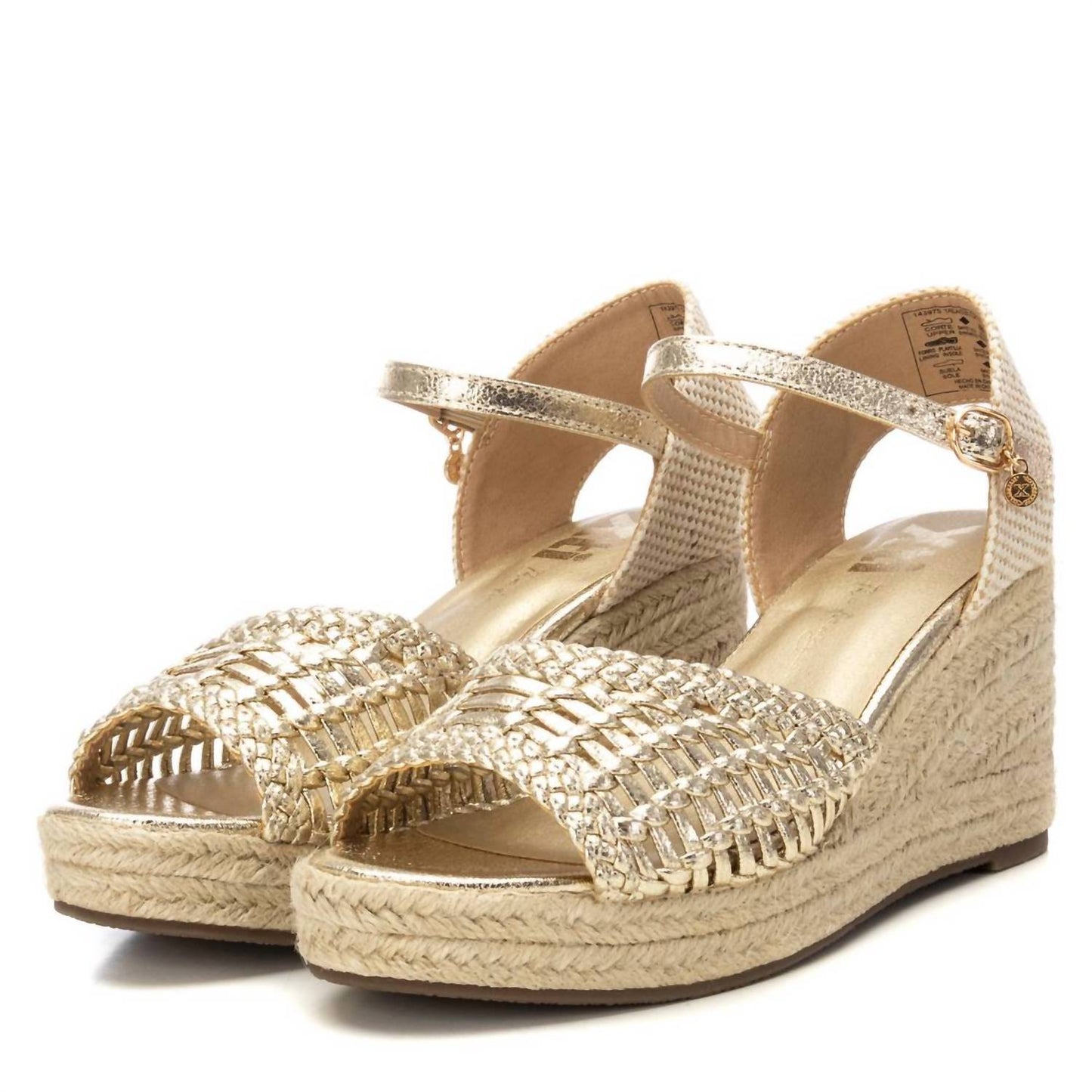 Xti - Women's Metallic Ankle Strap Wedge Sandals