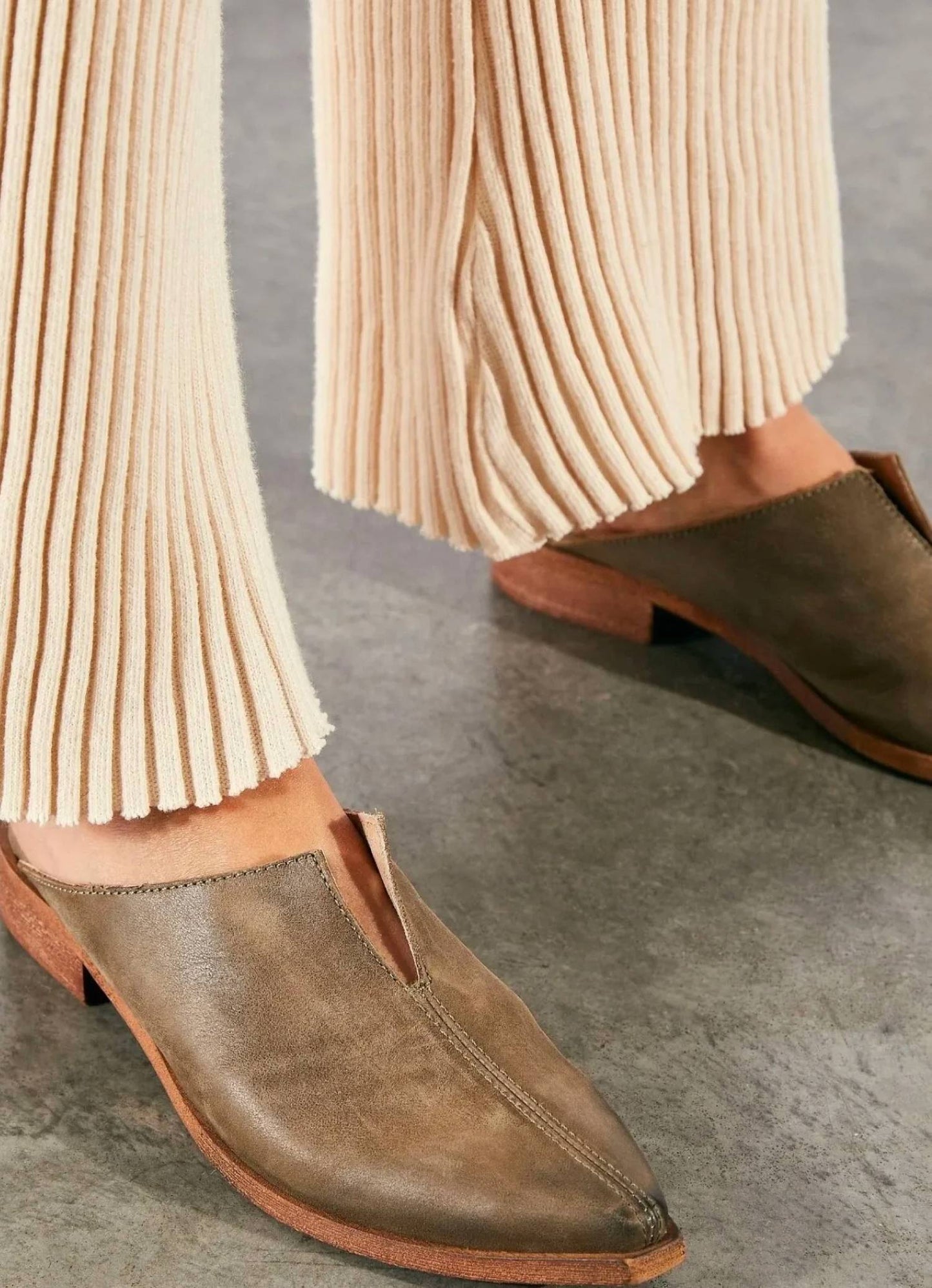 Free People - Women's Leather Harlow Split Seam Mule Shoe