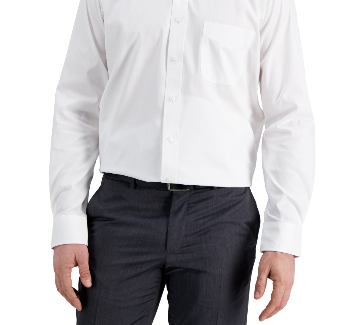 Camisa social masculina Club Room Regular Fit de algodão Pinpoint, branca, tamanho 34X35