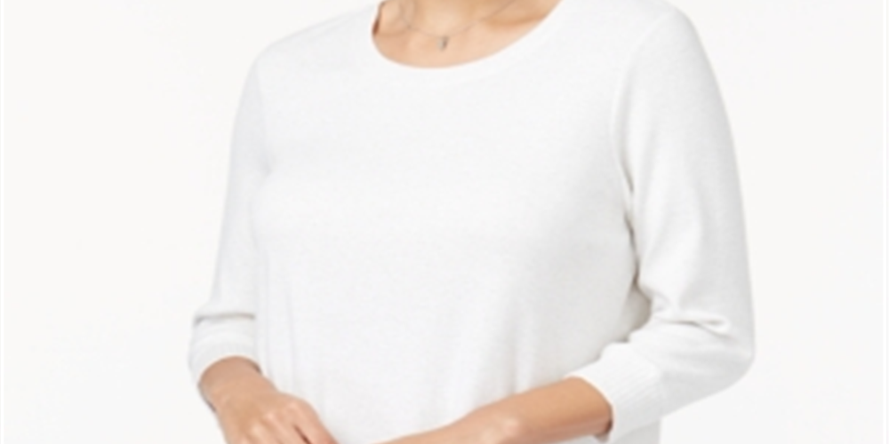 Top feminino com bainha em camadas Style &amp; Co, branco, tamanho médio