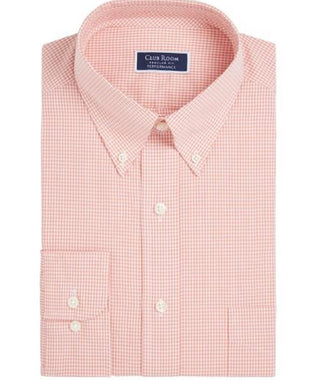 Camisa masculina de manga comprida com botões e ajuste regular Club Room, laranja, tamanho 16,5 x 32 x 33