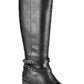Botas femininas Material Girl Damien Almond Toe High Fashion, pretas, tamanho 7 M