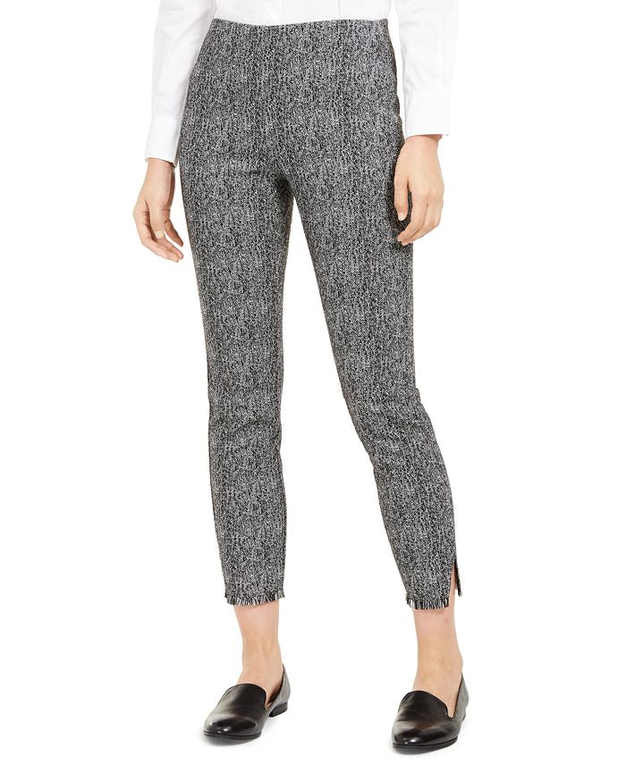 Calça curta casual com franjas de tweed feminina Alfani, preta, tamanho 12