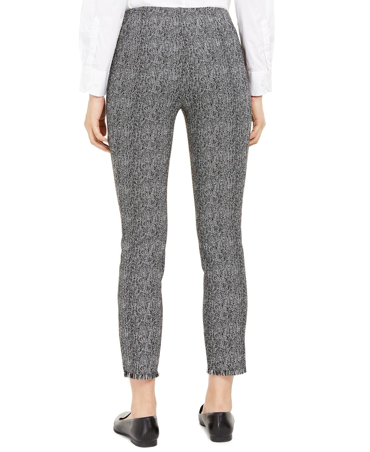 Calça curta casual com franjas de tweed feminina Alfani, preta, tamanho 12