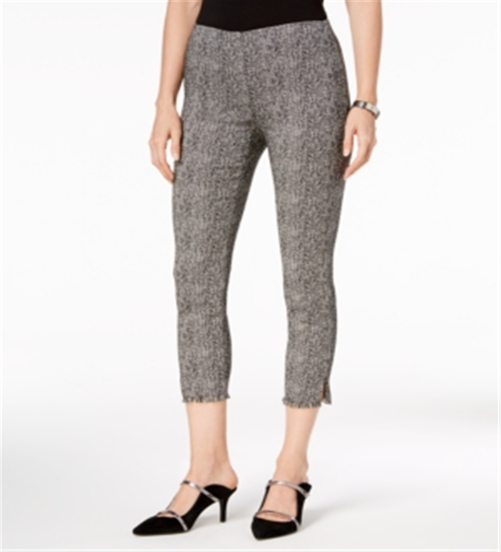 Calça curta casual com franjas de tweed feminina Alfani, preta, tamanho 12